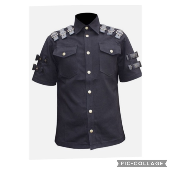 The Dark Attitude Gothic Steampunk Officer Buckle Detail Shirt Size Small NWT - Picture 11 of 12